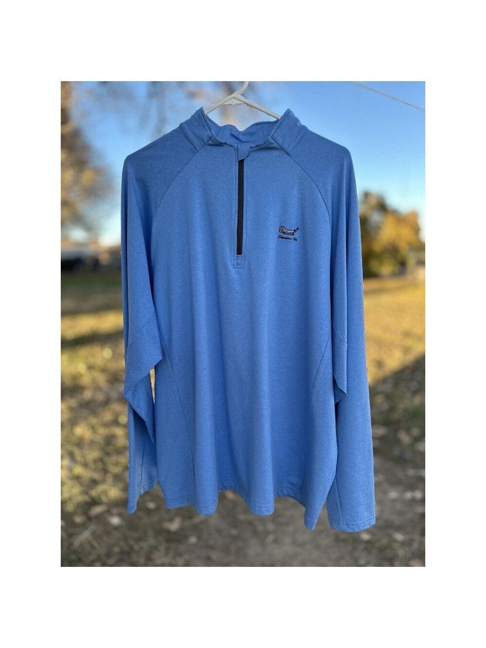 Wyoming Souvenir Sun Mountain Thermal Shirt Men's XL Activewear Top Golf Blue